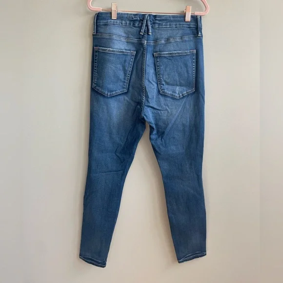 Good American Good Legs Crop High Rise Skinny Distressed Blue Jeans - Picture 5 of 6